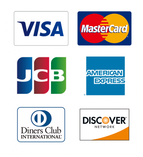 VISA、Mastercard、SAISON、JCB、American Express、Diners Club、Discover Coineyでクレジットカード決済